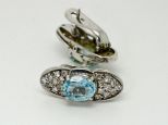 Серьги из серебра с топазом и фианитами овал 8х10 мм 41464