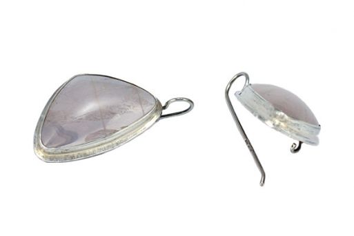 Серьги из серебра 925 пробы с розовым кварцем.