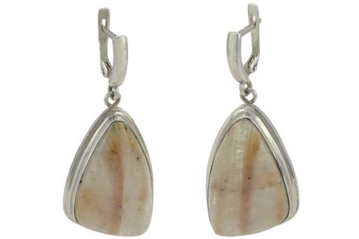 Серьги из серебра 925 пробы с беломоритом.