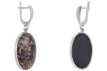 Серьги из серебра с астрофиллитом овал 21х27 мм 41736