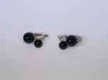 Серьги из серебра с агатом чёрным 2 шара 8 мм и 6 мм 41922