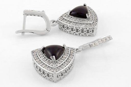 Серебряные серьги с агатом 41947 купить в магазине Самоцветы мира