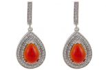 Серьги из серебра с сердоликом и фианитами капля 7х10 мм 41965