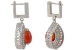 Серьги из серебра с сердоликом и фианитами капля 7х10 мм 41965