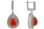 Серьги из серебра с сердоликом и фианитами капля 7х10 мм 41965