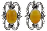 Серьги из серебра с сердоликом овал 12х18 мм 41989