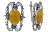 Серьги из серебра с сердоликом овал 12х18 мм 41989