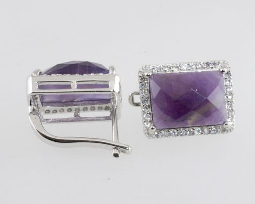 Серебряные серьги с аметистом 42016 купить в магазине Самоцветы мира