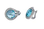 Серьги голубой кварц с фианитами. Вес 15,5 гр.