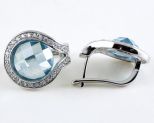 Серьги голубой кварц с фианитами. Вес 15,5 гр.