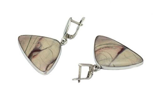 Серьги из серебра 925 пробы с яшмой.