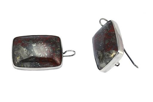 Серьги из серебра 925 пробы с яшмой и пиритом.