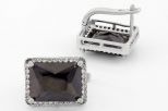 Серьги из серебра с шпинелью чёрной прямоугольник 11х15 мм 42466