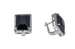 Серьги из серебра с шпинелью чёрной прямоугольник 11х15 мм 42466
