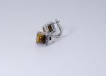 Серьги из серебра с тигровым глазом и фианитами квадрат 8х8 мм 42516