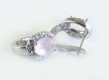 Серьги розовый кварц с фианитами. Вес 6,5 гр.