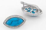 Серьги из серебра с бирюзой синтетической
