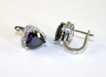 Серьги из серебра с аметистом и фианитами сердце 10х10 мм 42606