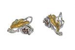 Серьги из серебра с гранатом и фианитами 8 кругов 1 мм 42667