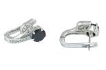 Серьги из серебра с гранатом и фианитами круг 8 мм 42768
