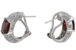 Серьги из серебра с гранатом и фианитами овал 8х10 мм 42774