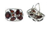 Серьги из серебра с гранатом 3 овала 8х10 мм и 6х8 мм 2 маркизы 2 круга 42785