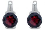 Серьги из серебра с гранатом круг 12 мм 42886