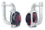 Серьги из серебра с гранатом круг 12 мм 42886