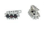 Серьги из серебра с гранатом и фианитами 3 круга 5 мм 42878