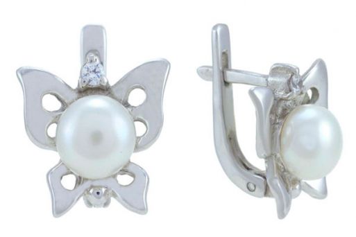 Серьги из серебра 925 пробы с жемчугом.