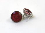 Серьги из серебра с рубином синтетическим круг 15 мм 43468