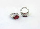 Серьги из серебра с рубином синтетическим овал 9х16 мм 43472