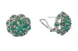 Серьги из серебра с изумрудом 6 овалов 3х5 мм и круги 43510