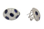 Серьги из серебра с сапфиром и фианитами 5 овалов 6х8 мм 43570