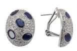 Серьги из серебра с сапфиром и фианитами 5 овалов 6х8 мм 43570