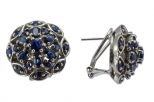 Серьги из серебра с сапфиром 6 овалов 3х5 мм и 15 кругов 3 мм 43576