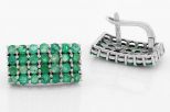 Серьги из серебра с изумрудом 28 кругов 3 мм 43583