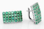 Серьги из серебра с изумрудом