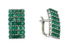 Серьги из серебра с изумрудом 28 кругов 3 мм 43583