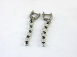 Серьги из серебра с сапфиром и фианитами 5 кругов 3 мм 43589
