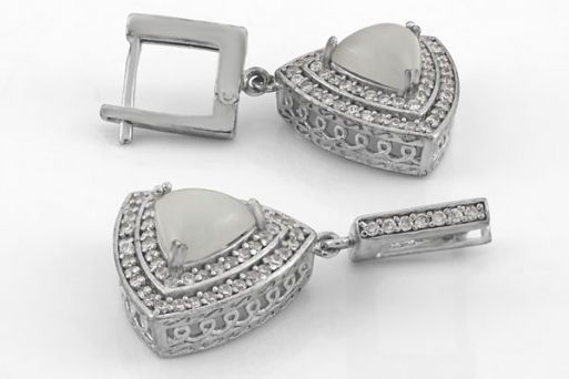 Серебряные серьги с кошачьим глазом 43600 купить в магазине Самоцветы мира