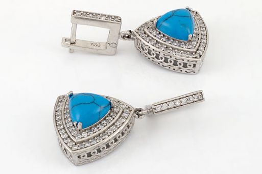 Серебряные серьги с бирюзой 43606 купить в магазине Самоцветы мира
