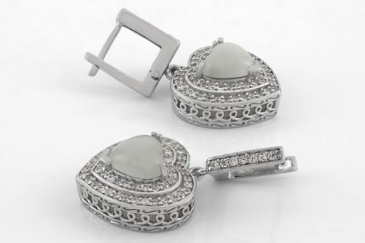 Серебряные серьги с кошачьим глазом 43614 купить в магазине Самоцветы мира