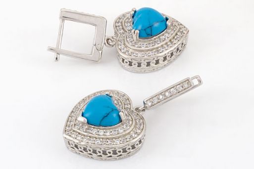 Серебряные серьги с бирюзой 43617 купить в магазине Самоцветы мира