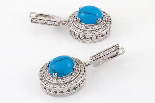 Серебряные серьги с бирюзой 43641 купить в магазине Самоцветы мира