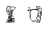 Серьги из серебра с изумрудом 4 круга 2 мм 43643