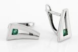 Серьги из серебра с изумрудом круг 3 мм 43675