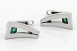 Серьги из серебра с изумрудом круг 3 мм 43675