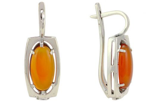 Серьги из серебра 925 пробы с сердоликом.