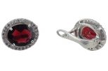 Серьги из серебра с гранатом и фианитами овал 9х11 мм 43793